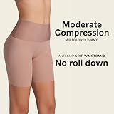 Leonisa Stay-in-Place Seamless Shorts for Women - High Waisted Shapewear Tummy Control Brown