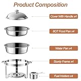 4 Pack Round Chafing Dish Buffet Set,Stainless Steel 8QT Round Buffet Servers and Warmers, Thick Stand Frame Catering Chafe with Mirror Covers,Food Warmer for Party, Weddings,Picnic