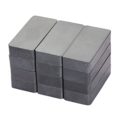 BY JMY Ferrite Blocks Ceramic Magnets 1 7/8" x 7/8" x 3/8" Rectangular Magnets, Grade 8 - for Crafts, Science and Hobbies - 12 Pieces
