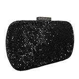 Boutique De FGG Bling Evening Bags and Clutches for Women Formal Party Crystal Clutch Bag Wedding Rhinestone Handbags, Mini,Black