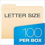 Pendaflex File Folders, Letter Size, 8-1/2" x 11", Classic Manila, 1/3-Cut Tabs in Left, Right, Center Positions, 100 Per Box (65213)