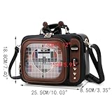 fancybag Women TV Shape Ita Bag Retro Television Shoulder Bag Design Ita Backpack with Inserts Unique female Clear Windows Anime Display Crossbody Bag for Enamel Pins Display