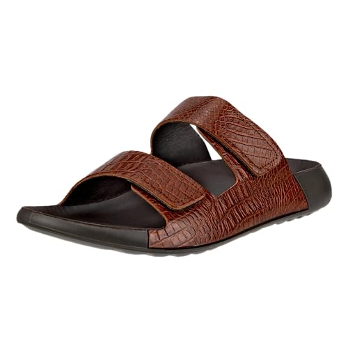 ECCO Women's Cozmo Two Band Luxury Slide Sandal, Cognac, 5-5.5