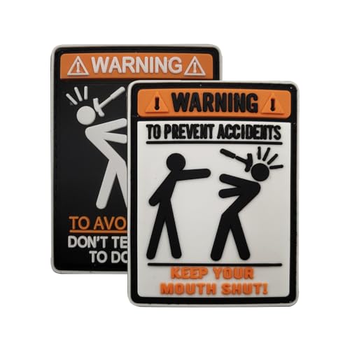 EmWoot 2PCS Warning Patches Don't Tell Me How to do My Job Keep Your Mouth Shut PVC Rubber Tactical Morale Patch Hook Backed