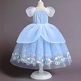 ODIZLI Kids Girls Cinderella Sofia Costume Princess Dress Up Fancy Butterfly Tulle Long Ball Gown+Accessories Fairy Dress Birthday Party Halloween Christmas Carnival Cosplay Cinderella 3-4 Years