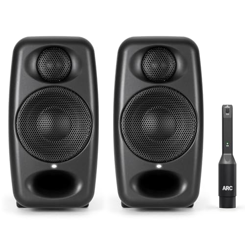 IK Multimedia Premium Version iLoud Micro Monitor Pro Black (Pair) 50 Watt Portable & Powerful Reference Studio Monitor, Class D High-Efficiency Amplifier, Custom-Made Drivers for Music Mixing