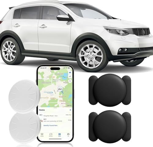 Vehicle GPS Tracker,No Subscription Car Tracker Works with Apple Find My App(iOS Only),Real-Time Monitoring Hidden Tracking Device for Car,Van,Motorbike,Caravan,Motorcycle (Black,2PCS)