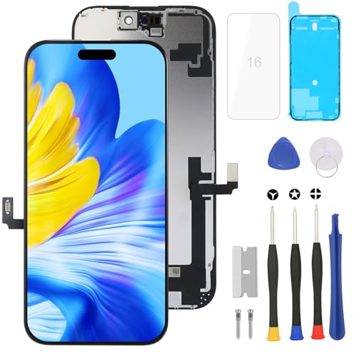 for iPhone 16 Screen Replacement Kit Full Assembly, iPhone 16 Replacement for A3287 A3081A3286 A3288 LCD Display Digitizer Screen with 3D Touch Digitizer and True Tone and Repair kit