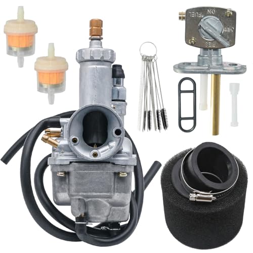 JDLLONG Bayou 220 Carburetor Fit for Kawasaki Bayou 220 KLF220 1988-1998 for Bayou 250 KLF250 Carb Kit 2003-2011 with Air Filter and Fuel Petcock Switch