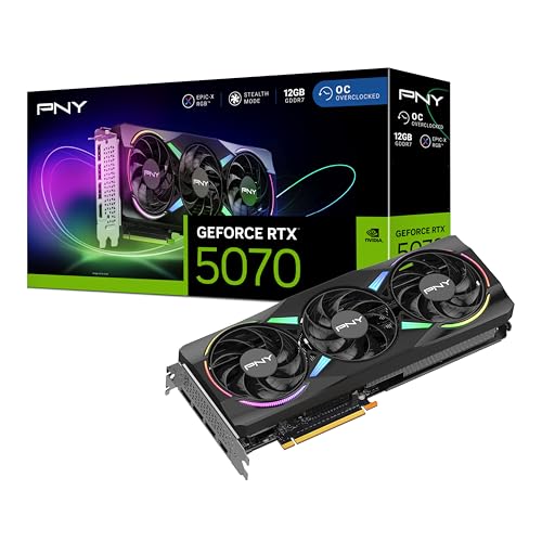 PNY NVIDIA GeForce RTX™ 5070 12GB ARGB Overclocked Triple Fan Graphics Card (DLSS 4, PCIe® 5.0, HDMI®/DP 2.1, 2.4-Slot, Epic-X™ RGB Lighting)