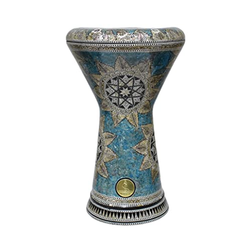 Darbuka doumbek drum 18.5/19 inch inlaid blue mother of pearl Egyptian tabla musical instrument (Sea Star 19")