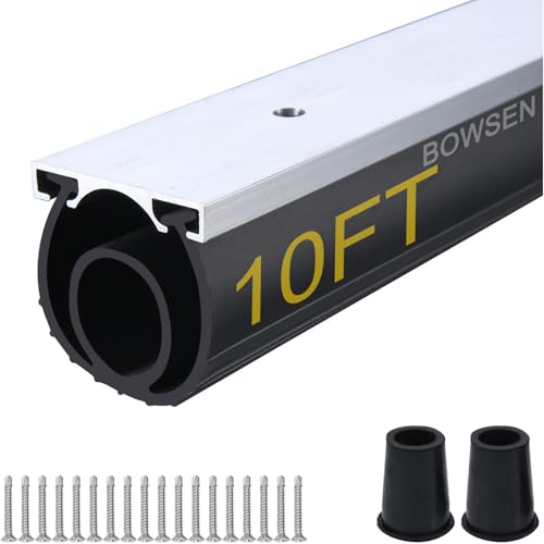 BOWSEN Heavy-Duty U+O Ring Universal Garage Door Bottom Seals Weatherstrip Weather Stripping Rubber with Aluminum Track Retainer Kit, Black (10FT, 1-5/8" Width)