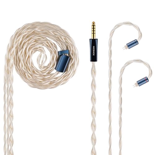 NICEHCK AuKing2 7N Gold Plated OCC Cables, Thick Silver Plated OCC Balanced IEM Cable, Detachable Earphones Upgrade Wire for in-Ear Monitors and Earbuds (OFC 4.4mm with 2Pin