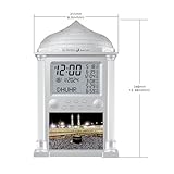 OUD Bukhoor Azan Clock for USA, Muslim Athan Wall Clock Alarm with LCD Display, Home/Office/Mosque Digital Azan Clock (Silver)