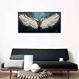 ZESTRILIA Angel Wings Wall Art Blue Oil Painting Reproduction Print Modern Abstract Canvas Paintings Waterproof Artwork Picture for Living Room Bedroom Home Office Kitchen Décor (20x40inch)