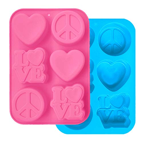 2 Pack Silicone Cake Mold, FineGood Heart Love Circle Shape Cupcake Tray DIY Silicone Mold Baking Pan for Soap, Bread, Muffin