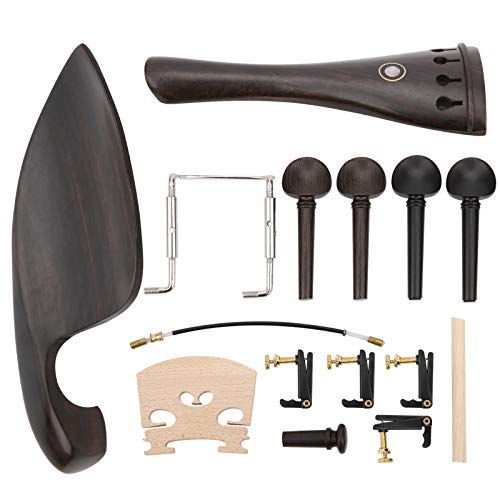 4/4 Violin Tailpiece Peg,Durable Violin Chinrest with Ebony Tuning Pegs Bridge Endpin Tuners Bridge Soundpost Violin Accessory Kit