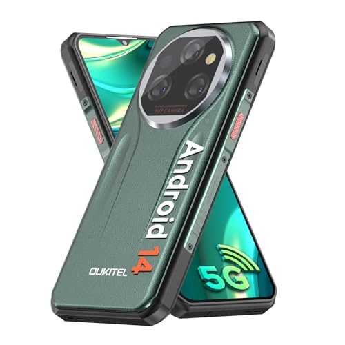 OUKITEL WP39 Rugged Phone 5G, 24GB+256GB Cell Phone, 6.6" FHD+ Android 14 Phones, 11000mAh Battery Rugged Smartphone Unlocked, 64MP Camera, 15MM Ultra Thin/Dimensity 6100+/5G Dual SIM/NFC/GPS/T-Mobile