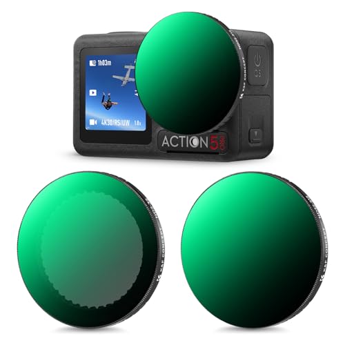 K&F Concept Push in Fit Variable ND Filter Set Compatible with DJI Osmo Action 5 Pro, ND2-32 & ND32-512 Neutral Density Light Reduction Filters for Osmo Action 4/3, Multi Coated HD Optical Glass
