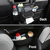 Car Purse & Handbag Holder for Front Seat | Universal Car Storage Organizer with Cup Holders & Tissue Pocket | Backseat Barrier for Pets & Kids | Easy Install for SUVs & Sedans.(Black)