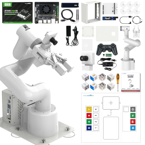 Yahboom 7Axis Collaborative Robot Arm for Jetson Orin NX Super 16GB 157TOPS AI Visual Recognition, Movelt, APP Control,ROS Education with Adaptive Gripper