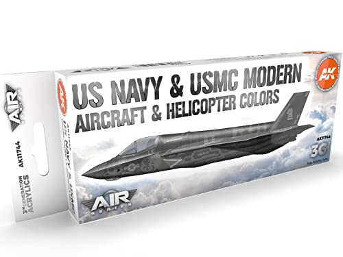 AK Acrylics 3Gen Aircraft Set AK11744 US Navy & USMC Modern Aircraft & Helicopter Set 3G (8x17ml)