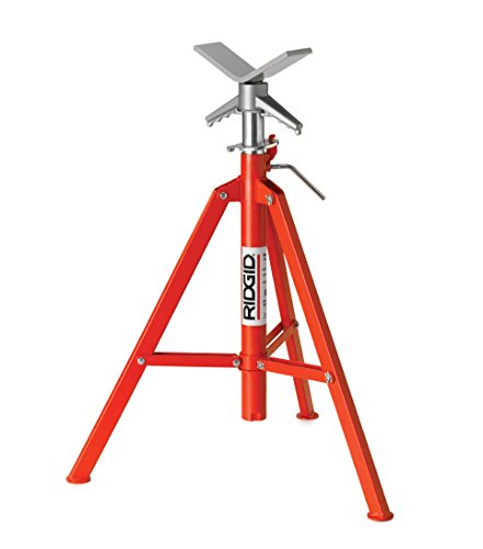 RIDGID 22168 Model VF-99 V Head High Folding Pipe Stand, 12-inch Pipe Stand, Red