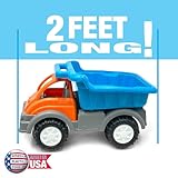 American Plastic Toys Kids Gigantic Dump Truck, Made In USA, Tilting Dump Bed, Knobby Wheels, & Metal Axles Fit for Indoors & Outdoors, Haul Sand, Dirt, or Toys, for Ages 2 and Up (Color May Vary)