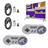 2 Packs Wireless Controller 2.4GHz for SNES/NES Classic Mini Edition, Plug & Play Retro Gamepad with USB Receiver Joystick Rechargeable Super-NES Game Controllers for PC/Windows/iOS/ Android