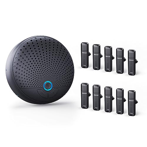 BALILA Conference Speaker and Microphone with 10 Wireless Mics, 360° Voice Pick up&AI Noise Reduction USB Speakerphone fits 10 Compatible with Leading Platforms for Large Call Meeting,Zoom,Home Office