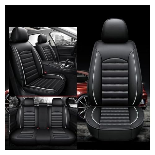 DUBOM 5 Seats Full Set Car Seat Covers for Honda Civic VI Fastback 1.5 16V VTEC-E 1997-2002, All-Weather Use Car Seat Covers, Waterproof Breathable Pu Leather Full Set Car Seat Covers(Black+White)