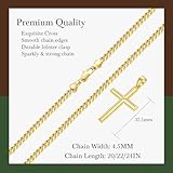 HOBATS Cross Necklace for Men Gold Cross Necklace for Men 14K Gold Chain Necklaces for Women Men Robust Pendant Necklaces for Men 22in