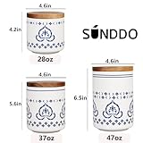 Sunddo Ceramic Canister Sets for Kitchen Counter with Airtight Wood Lids, Food Storage Jars for Coffee, Sugar, Tea Set of 3