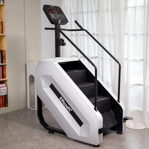 EFFICRAFT Stair Stepper Machine with LED Screen, Commercial Grade Stair Climber, Continuous Climbing Exercise Machine for Cardio, 15 Speed Levels Stair Master, 15-164 Steps/Min, White Plastic Shell