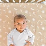 The Peanutshell 4-Pack Organic Fitted Crib Sheet Set - Soft & Breathable Baby Girl or Boy Crib Sheets, 100% Jersey Cotton Nursery Decor, Fit for Standard Mattress Cover- Caramel Safari