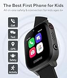 JrTrack 4 Kids Smart Watch by Cosmo | Phone Watch & GPS Tracker | Enhanced Parental Controls | Call, Text, Activity, School Lock | Spotify Music | SIM Card Included | SOS & Safety Alerts | (Black)