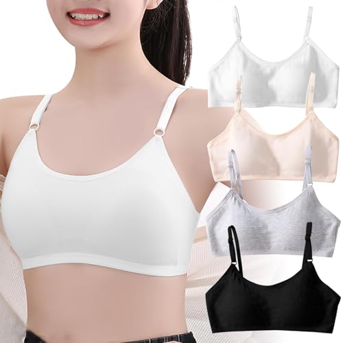 Teen Girls' Training Bra Pack Crop Cami Seamless Bra Removeable Padding Everyday Colors 10-16