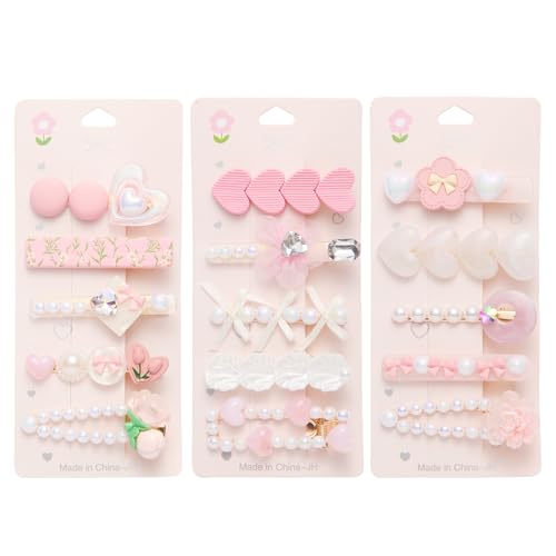 3 pack Hair Clips for Girl and Women 2.36 inch Fashion Hair Clips Set Pearl Acrylic Resin Hair Accessories for Thick Hair