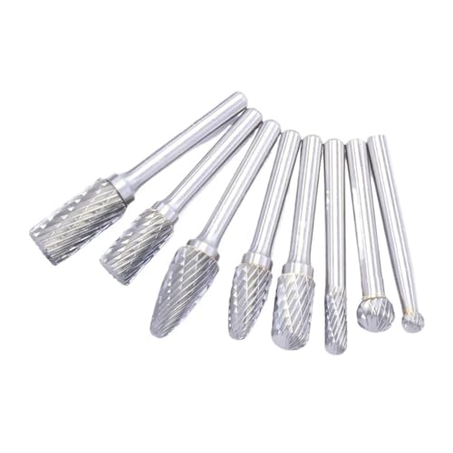 KAKWPFMVCK 6mm Shank 1/4" Milling Cutter Metal Wood Aluminum Die Grinder Bits Tungsten Carbide Burr Rotary Cutting for Dremel Burrs Hard Steel Milling Inserts(FX 6x12mm Cutter)