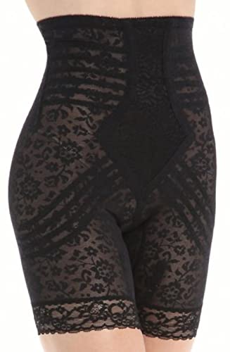 High Waist Lace Leg Shaper | XS–8X | Extra Firm Control | Made in USA | No Roll | Split Crotch | Style 6207 | Black M/28