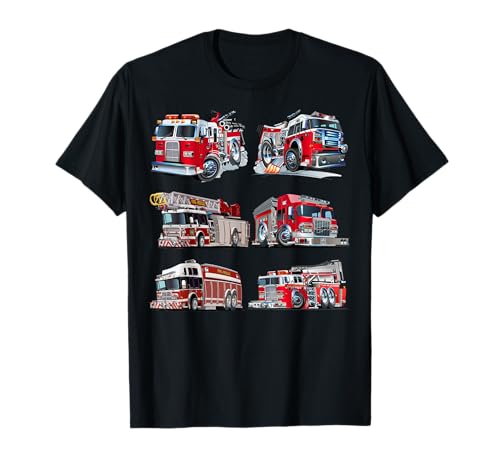 Types of Fire Truck Boy Toddler Kids Firefighter Xmas T-Shirt