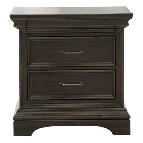 Caldwell 2 Drawer Hard Wood Nightstand in Deep Brown by Pulaski Furniture