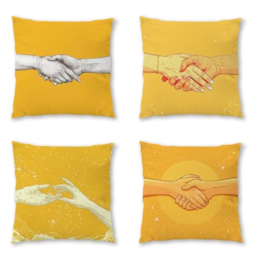 Simple Pillow Covers 22x22 inch, Orange Color Throw Pillow Covers, Set of 4 Outdoor Decorative Soft Velvet, Double-Sided Designs for Home Decor Living Room Decor (Pillow Inserts Not Included) Z-4060