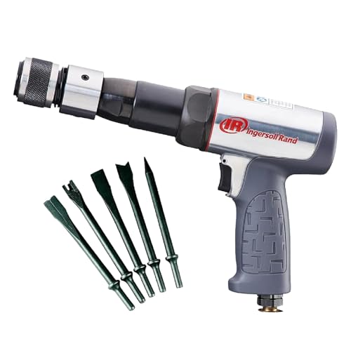 Ingersoll Rand 119MAXK Vibration Reduced Long-Barrel Air Hammer 5-Piece Chisel Set, 2,530 BPM, 3-1/2" Stroke, Round Shank