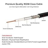 MOOKEERF RG58 Coaxial Cable 100ft, Low Loss Cable RG58 50 Ohm Coax Cable for WiFi/Router Signal Booster Amplifer Extension Cable