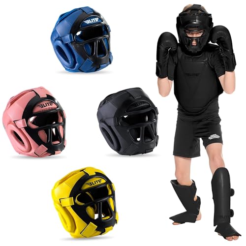 Elite Sports Best Kids Boxing Headgear Youth Wrestling Headgear MMA Kickboxing Muay Thai BJJ Karate Head Guard for Boys Girls (Age 4 to 6 Years Small, Black)