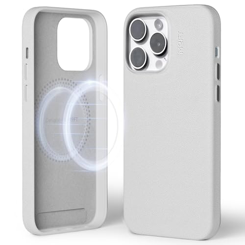 MOFT Designed for iPhone 14 Pro Max Case, MOVAS Vegan Leather Soft & Smooth & Anti-Scratch Protective Phone Case, Compatible with MagSafe, Fine Fiber Lining, Lifted Camera Ring, Misty Cove