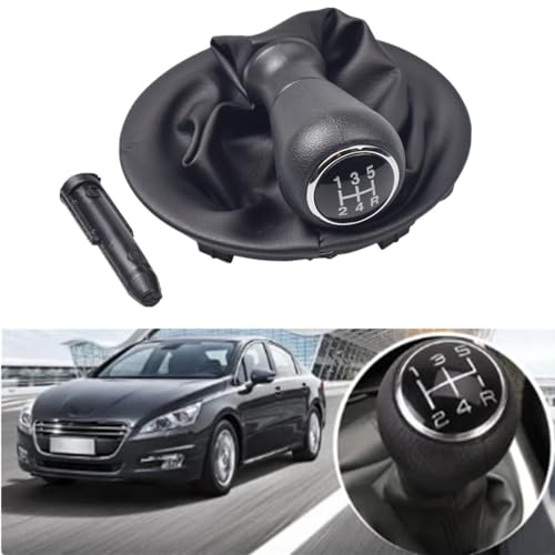Kakulkomen Manual 5 Speed Gear Shift Knob with Gaiter Boot Cover for Citroen Berlingo II for Peugeot Partner 2008-2018 (B-5R-Set)