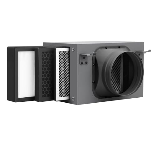 Weiworld 3-Layer Purification Filter Box 6" with High Efficacy Hepa and Carbon Filter, Fit 6 Inch Inline Duct Fans for Fresh Air Intake and Ventilation System