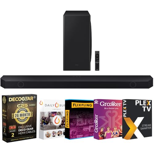 SAMSUNG HW-Q800D Q-Series 5.1.2ch Dolby Atmos Soundbar 2024 Bundle w/Movies Streaming + Deco Gear 2X 4K HDMI 2.0 Cable w/Copper Conductors & CPS Exclusive 26 Month Protection Pack (BEACH-CPS-26100)